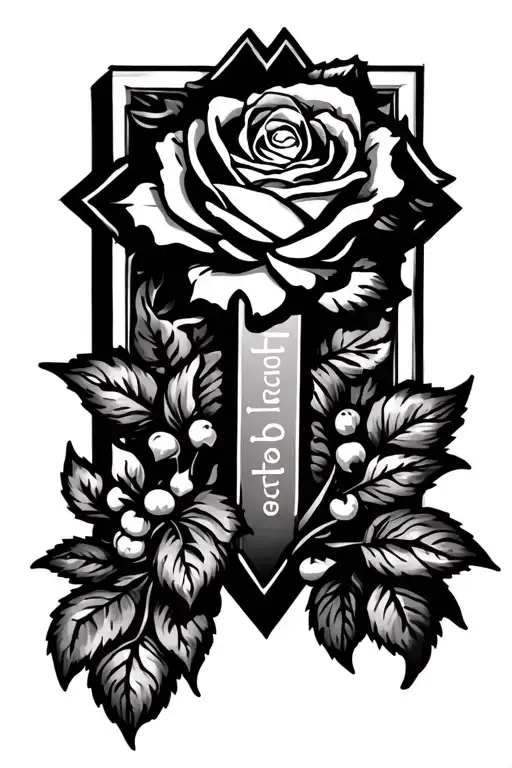 Rose With Cross Surrounded By Faith Hope Love