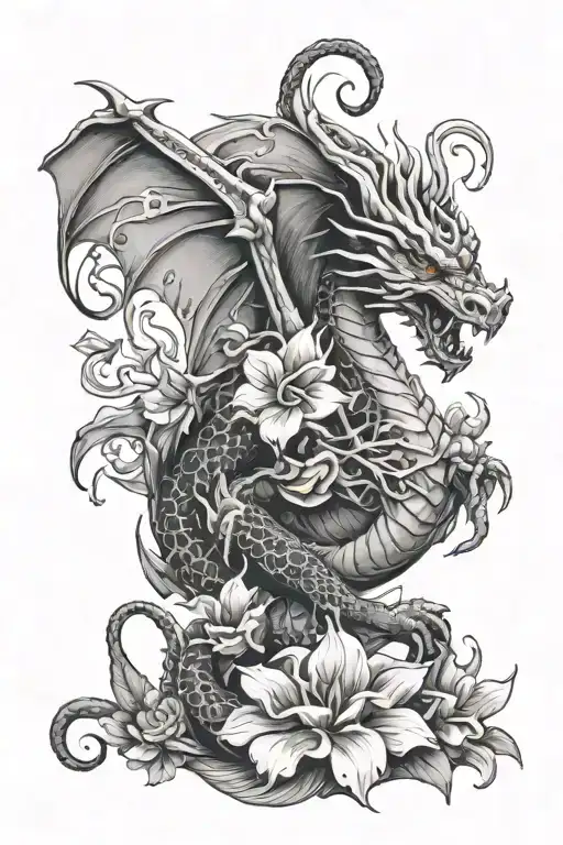 Western Dragon With Witchy Flowers