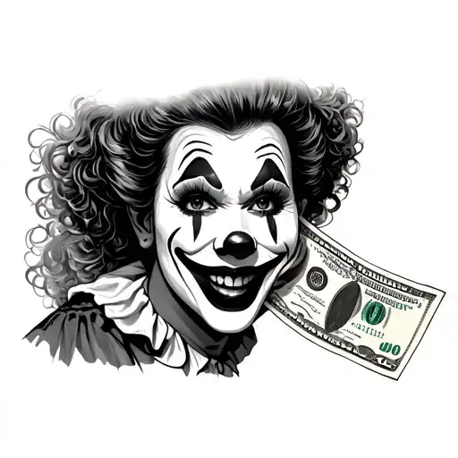 Chicana That How Clown Make Up Holding Money Tattoo
