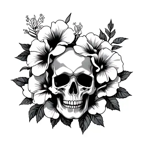Mayflowers Hibiscus Skull And Roses