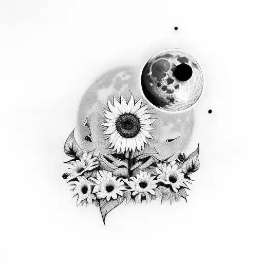 Sunflowers Camp With Moon