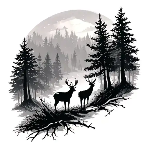 Forest With Deer