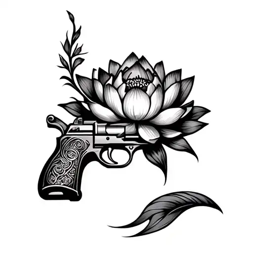 Pistol With Lotus Flower