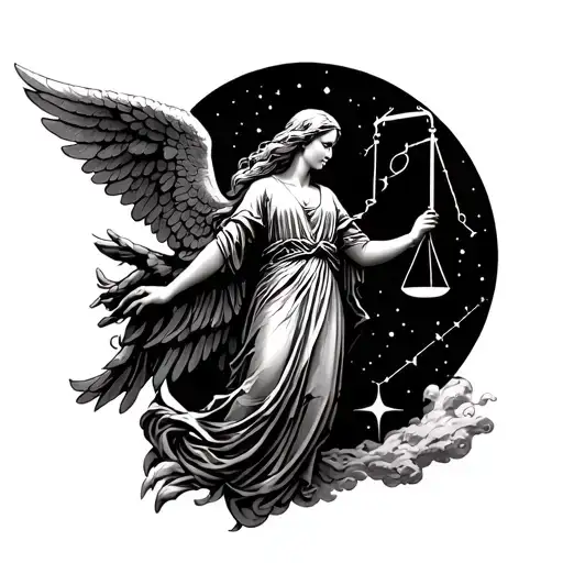 A Angel With A Libra Constellation In Her Hand