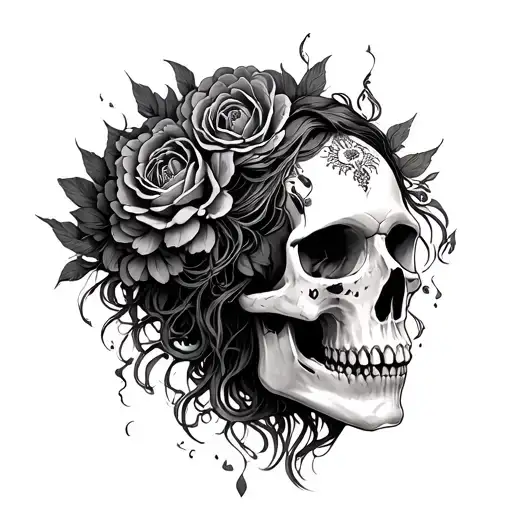 Persephone Holding Skull Facing Forwards