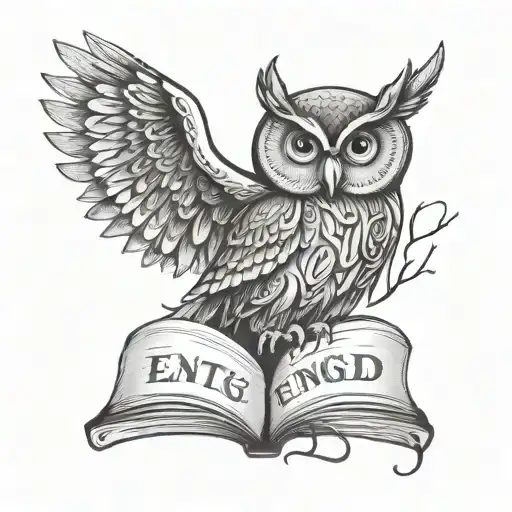 Owl Reading With The Word Entangled Written Underneath