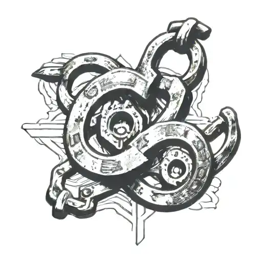 Handcuffs Linked To Broken Heart In Engraved Style