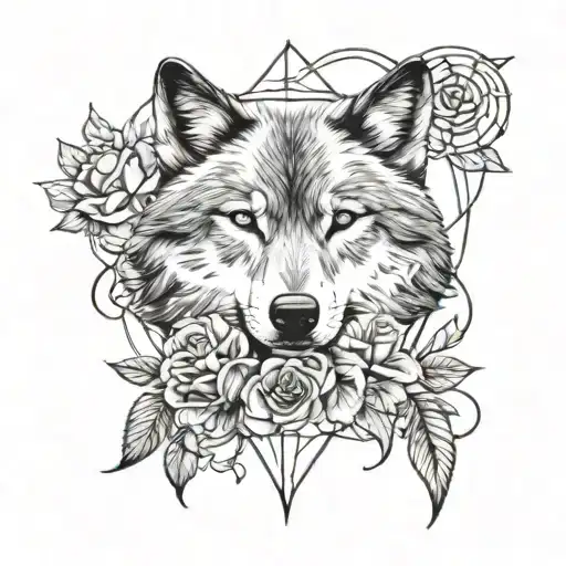 Wolf Dreamcather Rose Intertwined