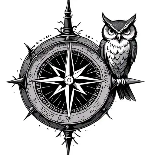 Compass With Owl Pointing Direction