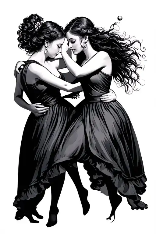 Mother Girls Dancing Tattoo