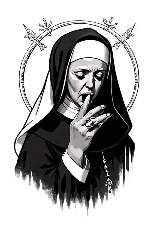 Catholic Nun Licks Two Of Her Fingers