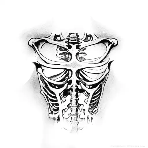 Skeleton Torso With Neo Tribal Cross Going Through It