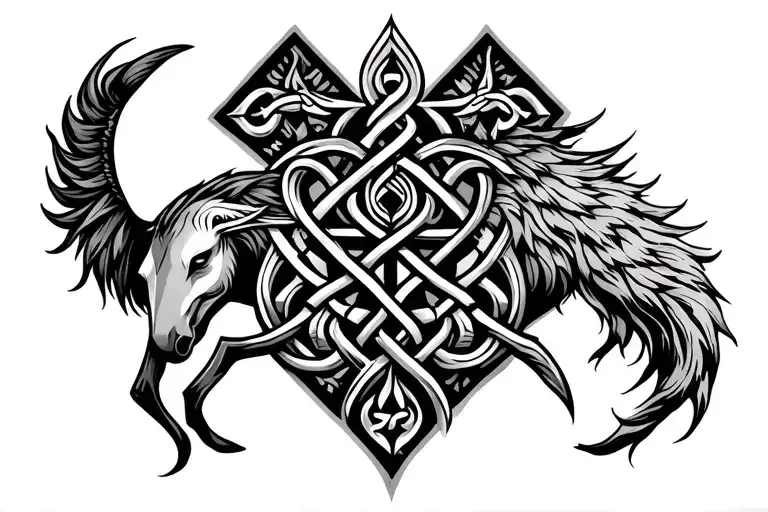 Sagittarius Gemini Back Tattoo Celtic Pattern With Elements