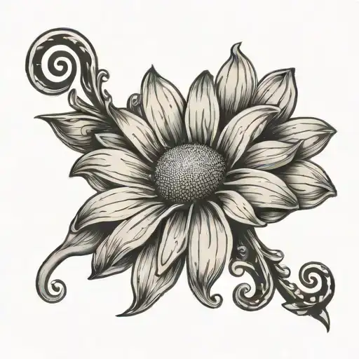 Daisy Flower With Octavia Written In The Stem Curving Around Spelling