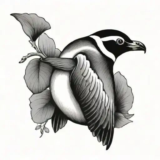 African Penguin And Ginkgo Leaf