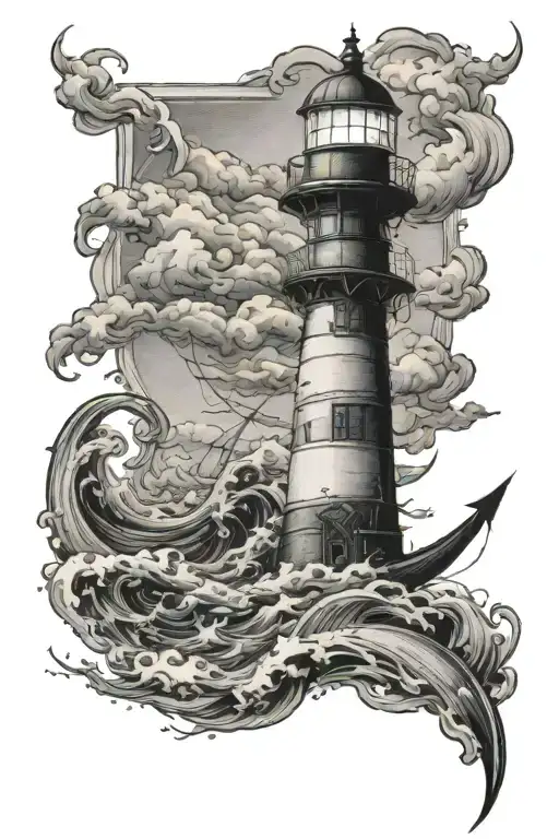 Lighthouse That Looks Like An Anchor Stormy Waves He Will Hold Me Fast
