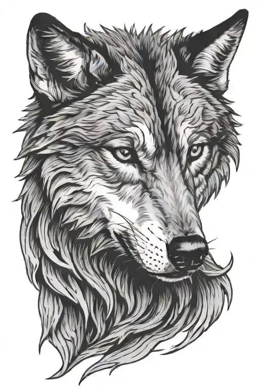 2 Sided Wolf Head