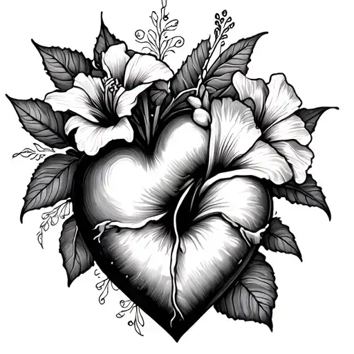 Heart And Hibiskus Fine Line