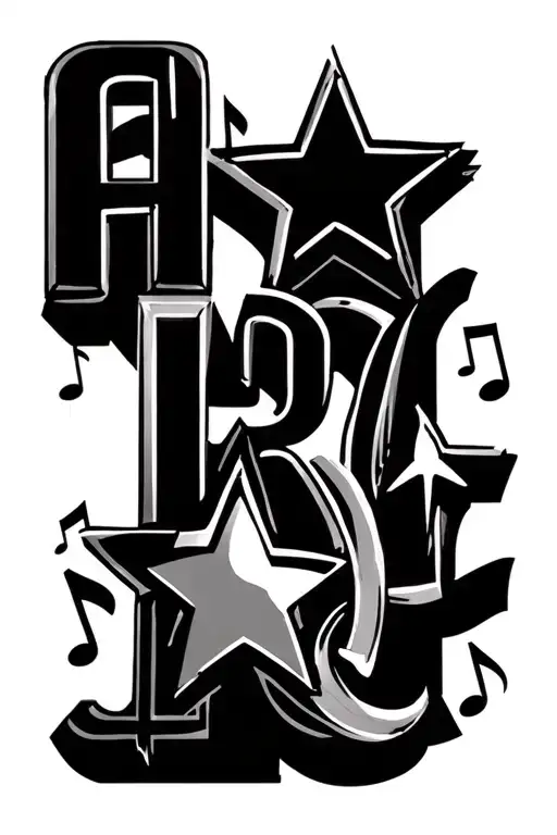 Hollywood With 7 Stars Going Through The Letters And Music Notes