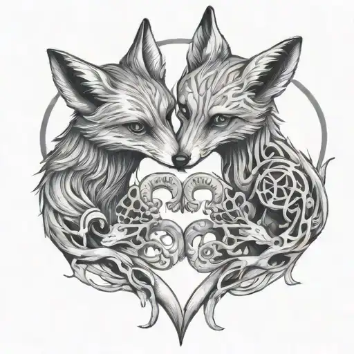 2 Foxes Form A Heart One Of Them Is A Skeleton