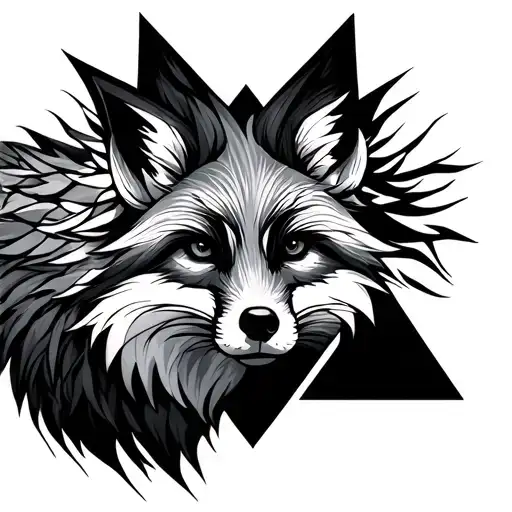 Fox And Double Triangle Outline Intertwined