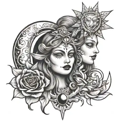 Sun And Moon With Queen Of Heart
