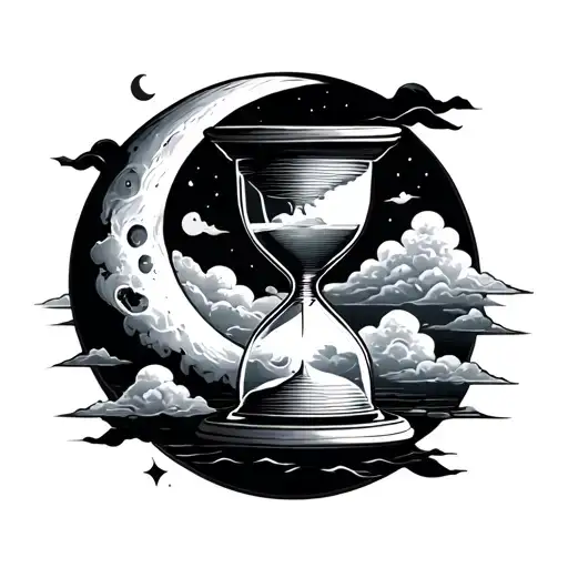 Hourglass With Moon And Clouds
