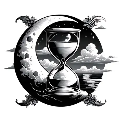 Hourglass With Moon And Clouds