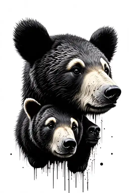 Scratch Marks Revealing 3 Bear Cubs Face Only