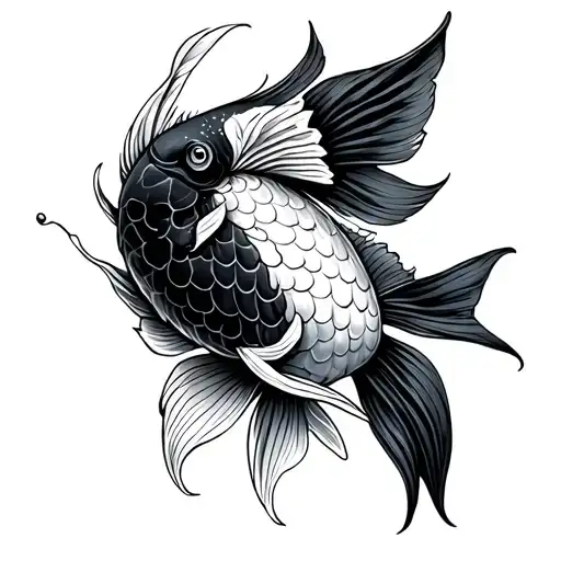 Half Cancer Ribbon Half Koi Fish