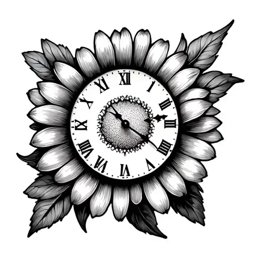 Clock Face With Aster Flower