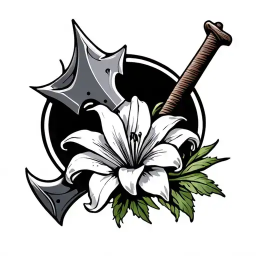 Viking Ax And Lily Flower