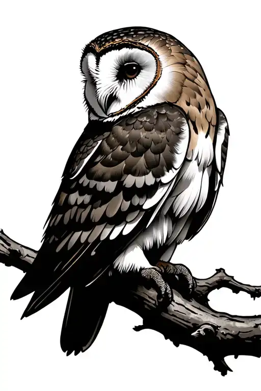 Barn Owl Perched On A Branch