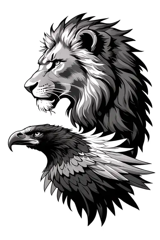 Lion At Top Of Shoulder Down Into An Eagle