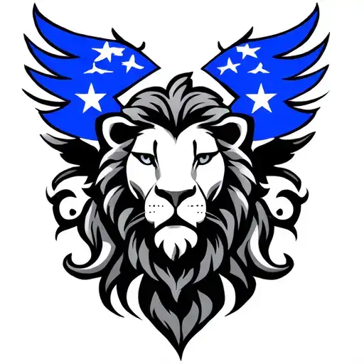 Lion Blue Line Flag