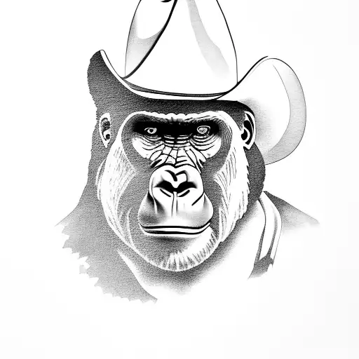 Gorilla With Cowboy Hat Full Body