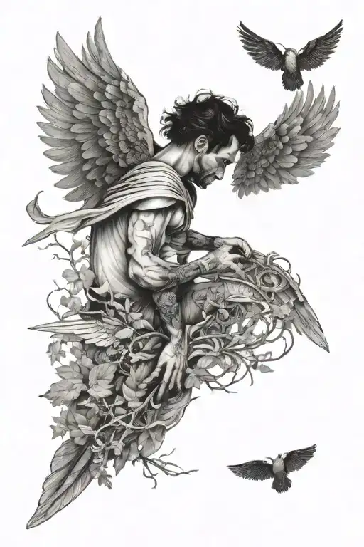 Man With Wings And Forest