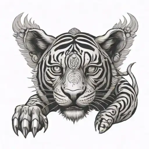 Hindu God With Tiger Emerging