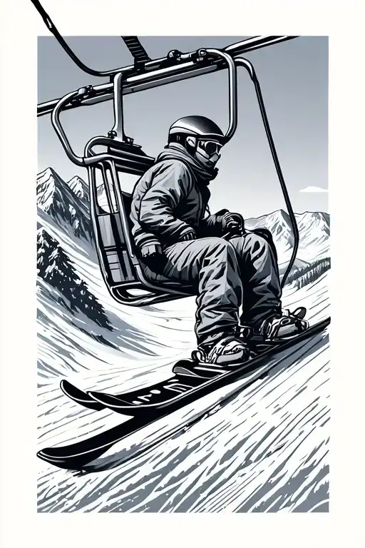 Skier Mountain Chairlift