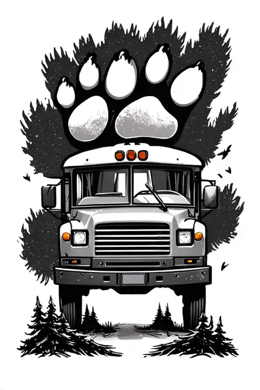 School Bus Camping Tent Paw Print