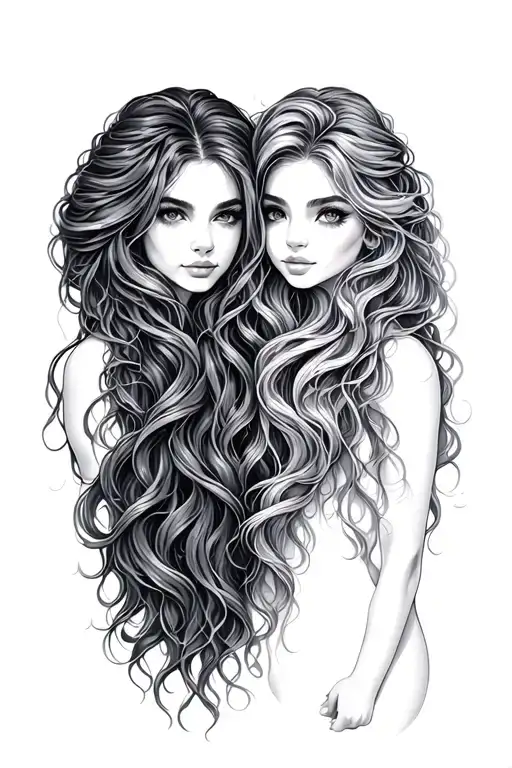 Gemini Sisters Hair Tangled Together