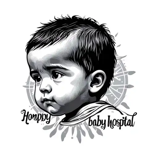 Libra Zodiac Sign With Baby Boy Portrait Face And Faded Hometown Street With Baby's Hospital Name