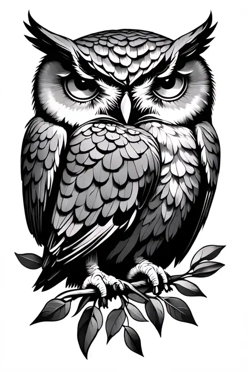 Olive Leaves Owls Female Symbol Intertwined