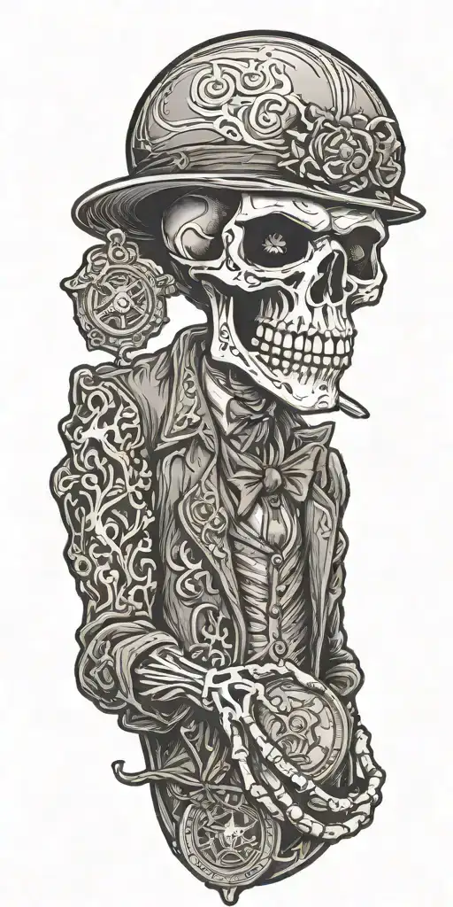 Mobster Skelton Holding Coin