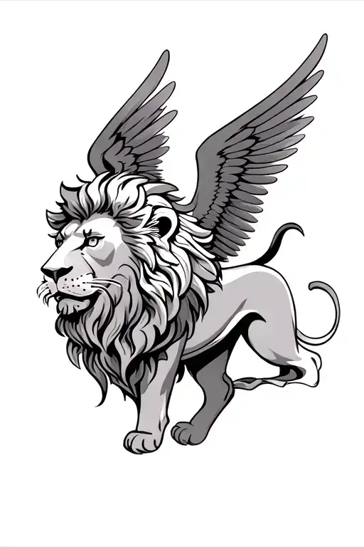Synbol Lion With A Lion With Wings