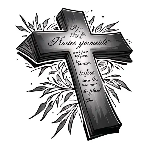 A Cross With Bible Verses As The Outline