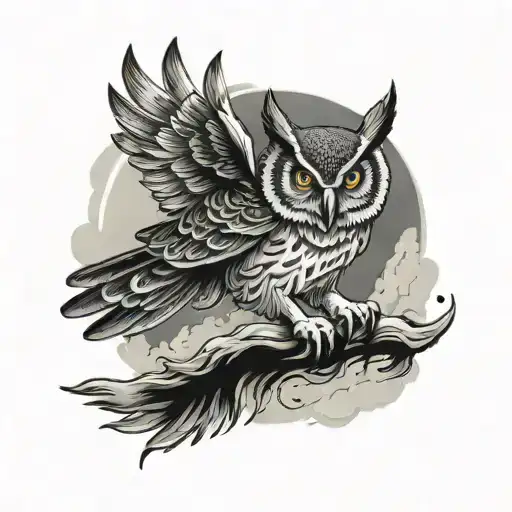 Owl Flying Wolf Standing