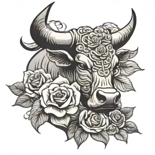 Torajan Bull With Roses Blooming