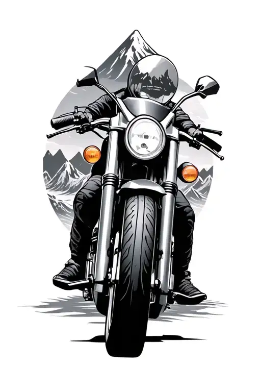 Motorcycle And Mountain