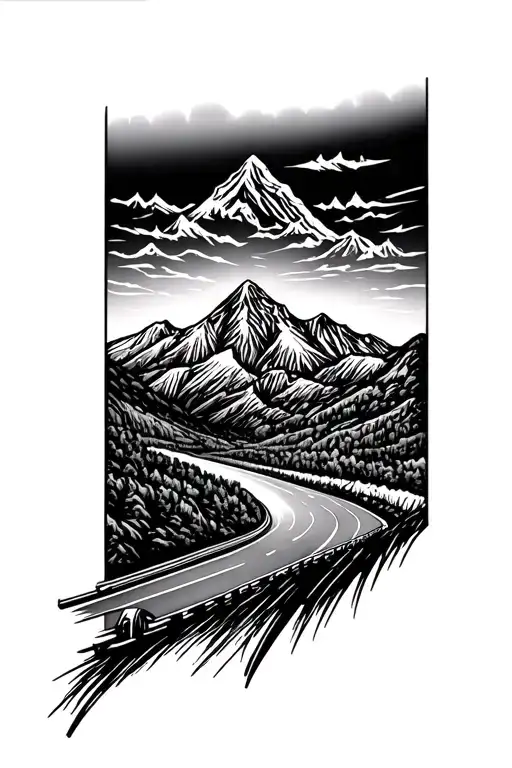 Highway And Mountain Range